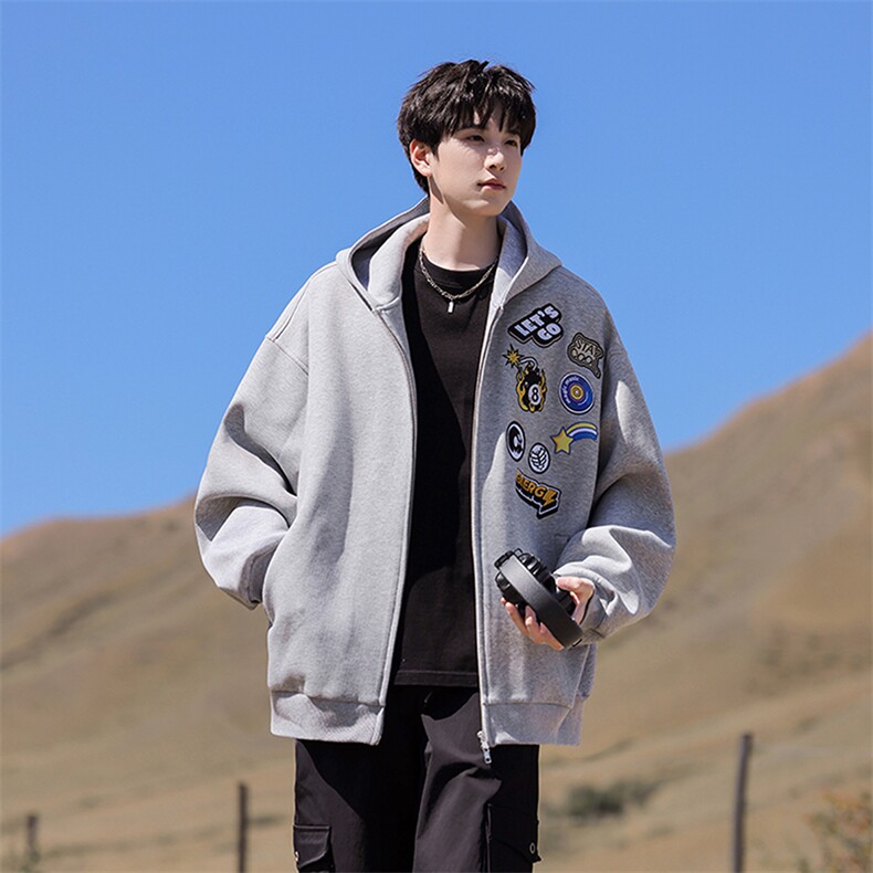 连帽刺绣夹克重磅简约经典高级休闲百搭潮流夹克外套JK1374-P108,男装夹克,星座1103-3