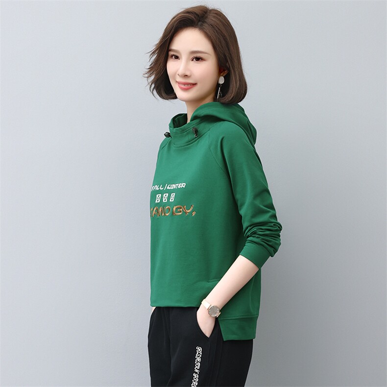 2022年秋季新款刺绣卫衣女连帽衫韩版休闲百搭长袖上衣服女棉,女装卫衣/绒衫,忆绮罗