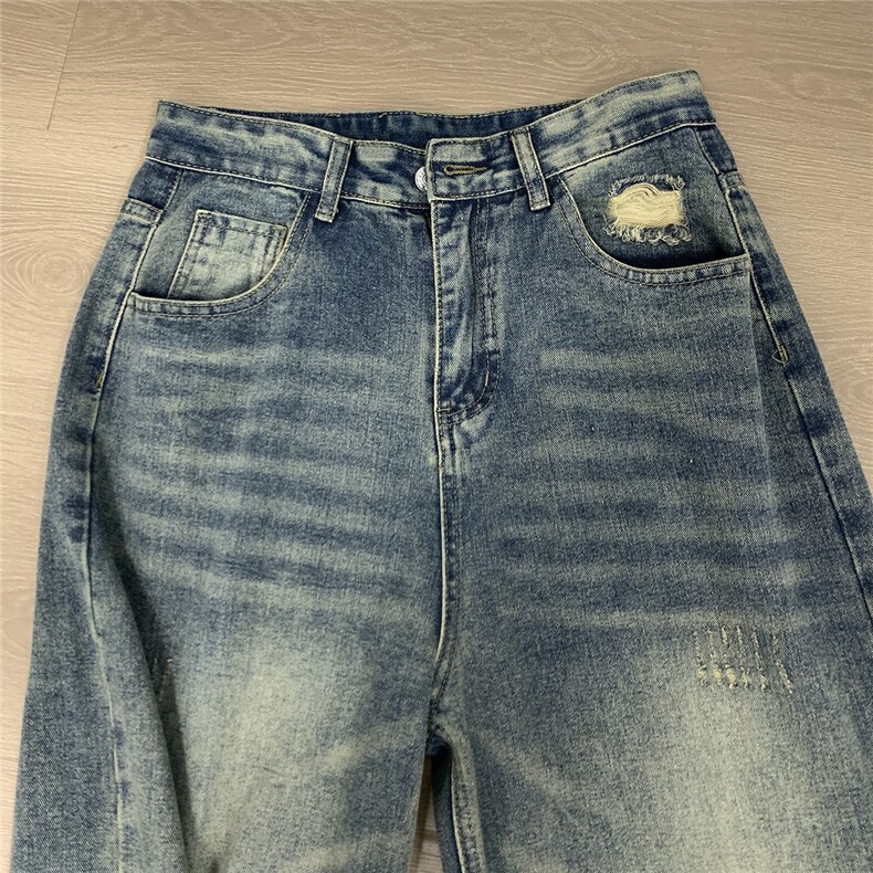 xz905-Z032#P65美式高街宽松阔腿牛仔裤,男装牛仔裤,星座905