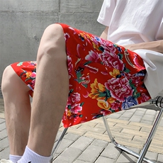 DK2024夏季男士休闲大码人造棉纱透气凉爽东北大花短裤风潮，男装休闲裤，星座115A(原星座507）