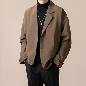 韩风chic外套男休闲宽松小西服春秋季港风帅气便上衣英伦W28/P58图片