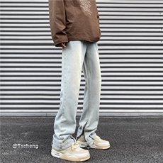 抖音品质美式高街拉链小众设计直筒牛仔裤B315-K23407-p65控88，男装牛仔裤，电商B315
