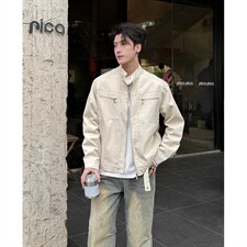 26春装高品质老钱风立领夹克外套男女美式潮牌拉链工装风宽松上衣，男装夹克，电商A486