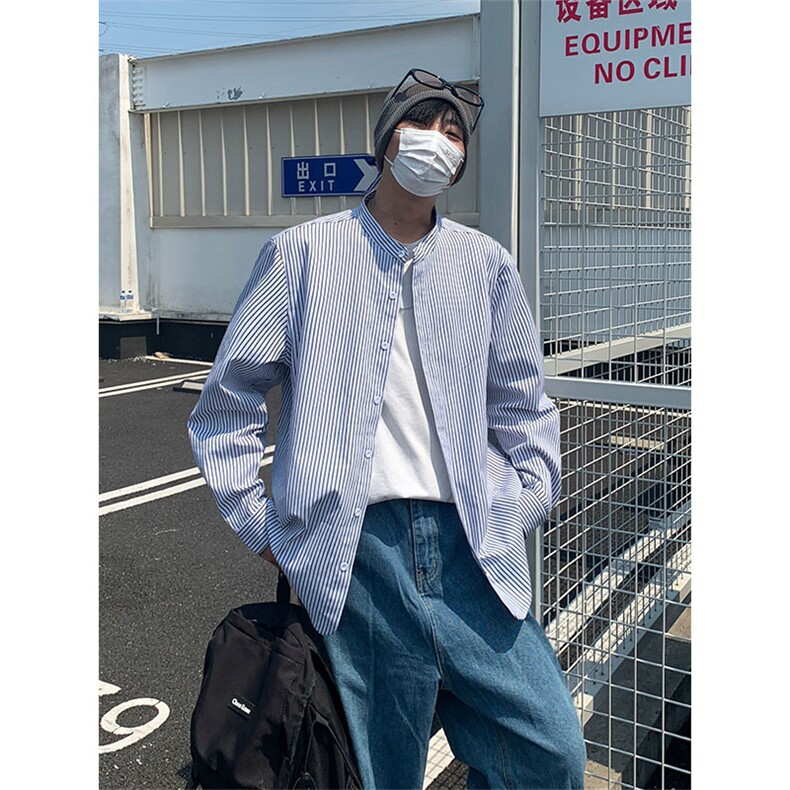 秋季新款设计感条纹衬衣男宽松休闲百搭高级感衬衫C2270-特价P45,男装衬衫,电商A007
