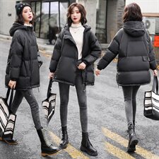 2020冬新款宽松大码双拉羽绒服卫衣衣时个性潮流面包服子，女装羽绒服，辉之琳