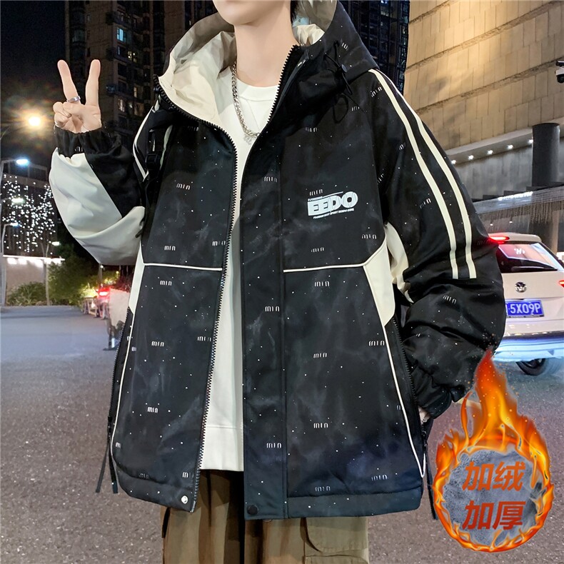 【】秋冬港风青少年加绒加厚夹克男潮牌设计感外套JK9901-P85图片