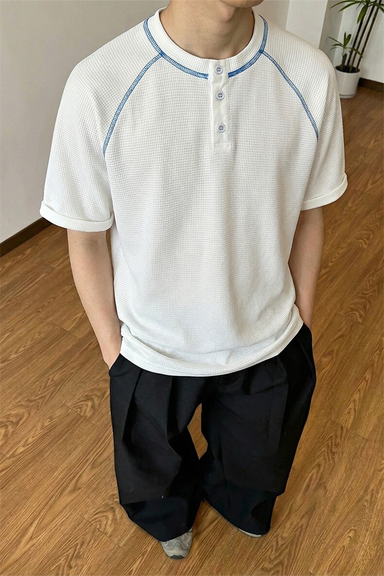 撞色复古哈苏线户外运动短袖T恤拼接插肩上衣男X61406-TP2549,男装T恤,电商A102