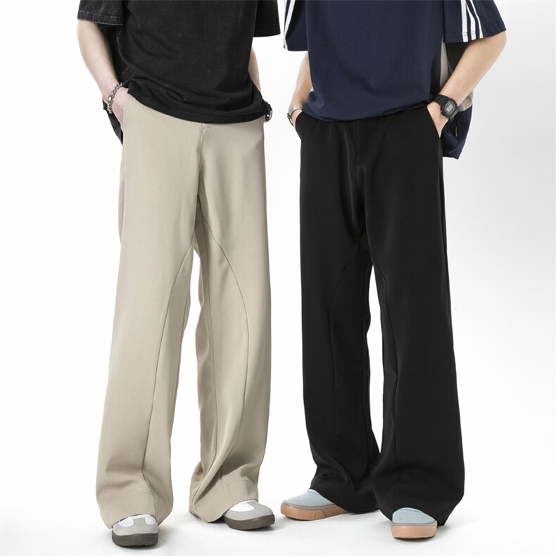 冰丝坠感休闲裤男女直筒小西裤高级感个性显高长裤子KK353/P43，男装西裤，电商D202-1