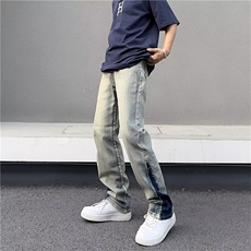 美式vibe裤子高街水洗牛仔裤男设计感小众拉链裤TG06P42，男装牛仔裤，星座1116-2