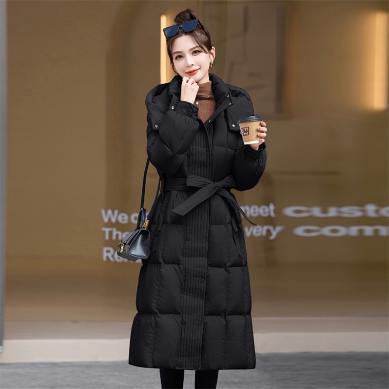现货2024新款百家好气质收腰长款羽绒服外套女冬季90鸭绒保暖,商品下架区,然然