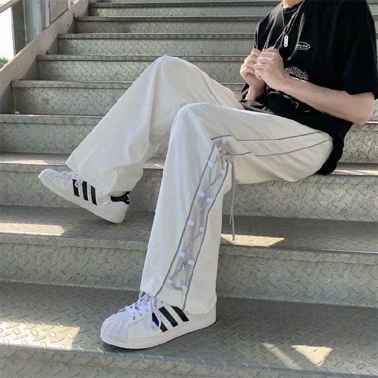 街头潮流薄款抽绳设计感休闲长裤宽松高街运动直筒个性 K520-P38图片