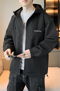 冲锋衣连帽夹克男宽松落肩纯色上衣外套DSA157B-JK727-P50图片