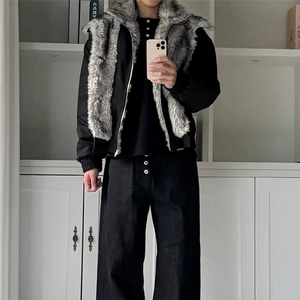大货DW318-特批103座山雕加厚外套宽松假两件毛领棉服图片