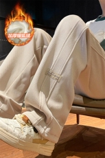 日系休闲裤男生秋季高级感垂坠拖地裤cleanfit重磅潮流直筒阔腿裤，男装棉衣，电商A001