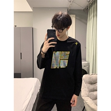 已有版权自家图纯棉情侣宽松圆领刺绣卫衣T恤男女WY18-特P35控58，男装T恤，星座205-5