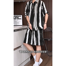 短袖衬衫男+短裤男套装男100%聚酯纤维M-5XL大码TZ78718P50控98，男装牛仔裤，星座226-1