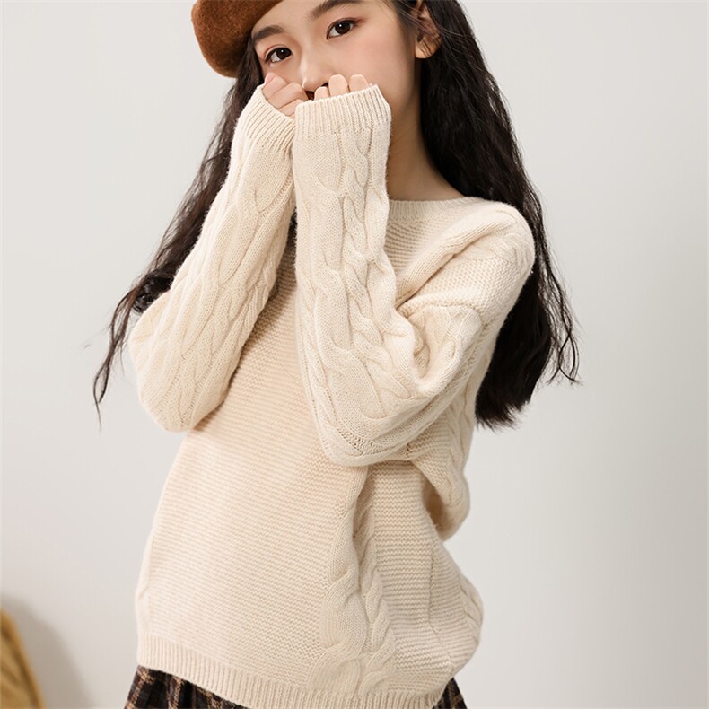 2024秋季新款纯色长袖圆领羊毛衫男女通用，童装毛衣，魁星羊绒