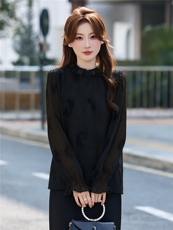 BAO现货2026春季新款时尚气质优雅立体织花减龄显瘦长袖百搭衬衣，女装衬衫，时尚俏佳人