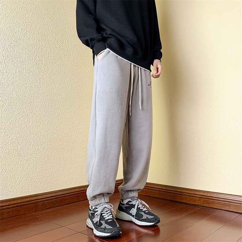 2024冬季新款木地板加绒加厚宽松束脚休闲裤运动裤K262-P40控78,男装休闲裤,星座914-3