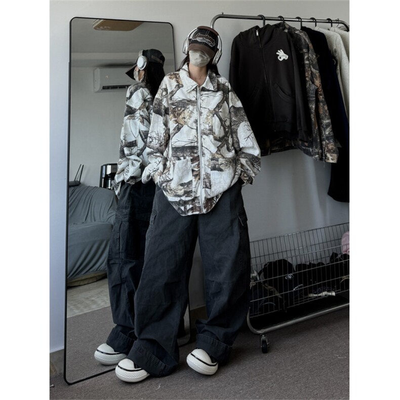 港风秋款男女外套扎染宽松情侣款中性风外套JK3537P80，女装短外套，星座1013-1