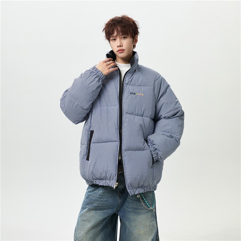 XZ-230-1MY700男模无影墙简约格子刺绣双面穿休闲面包服P118控158，鞋类箱包手腕包，星座230-1