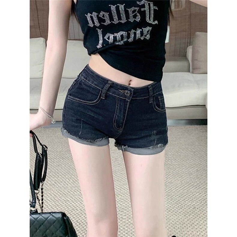 复古辣妹丰胯牛仔超短裤女夏季2025新款低腰性感显瘦修身包臀热裤,男装牛仔裤,星座1210-1