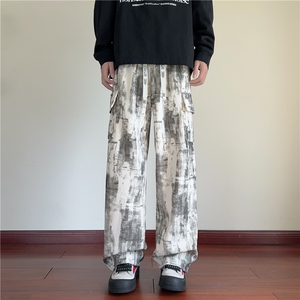 300克现货扎染脏脏裤子男秋季复古休闲弯刀裤 K2579*P35控58图片
