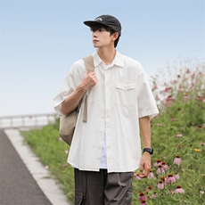 夏季新款港风日系复古vibe潮流百搭工装翻领短袖衬衫男ZC748-P43，男装衬衫，星座313A(原308A-2)