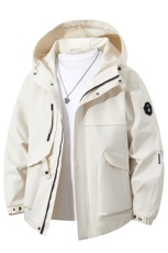 春秋户外冲锋衣男女同款防风防水连帽工装外套登山服夹克2481-P75，男装夹克，星座1403B