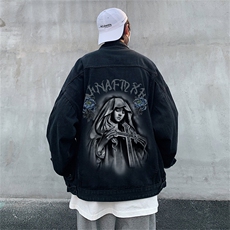 牛仔外套男复古春新款水洗做旧宽松高街hiphop工装夹克JK1034-P68，男装工装外套，星座1103-3