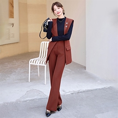 高级感洋气外套百搭显瘦西装裤腰带三件套女早秋新款时尚洋气套装，女装套装/套裙，尚娜萱