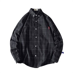 2021春秋季新款日系马切达休闲大码宽松男扣领格子衬衫C510-P40图片