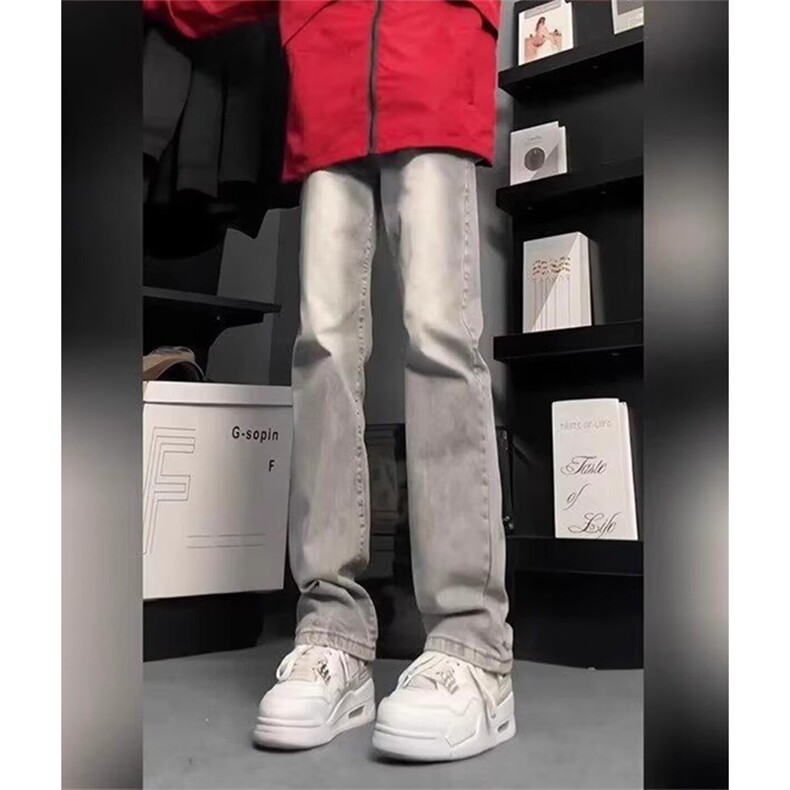 抖音得物品质休闲水洗渐变牛仔裤男美式高街潮高级感微喇裤子AK14,男装牛仔裤,电商A443