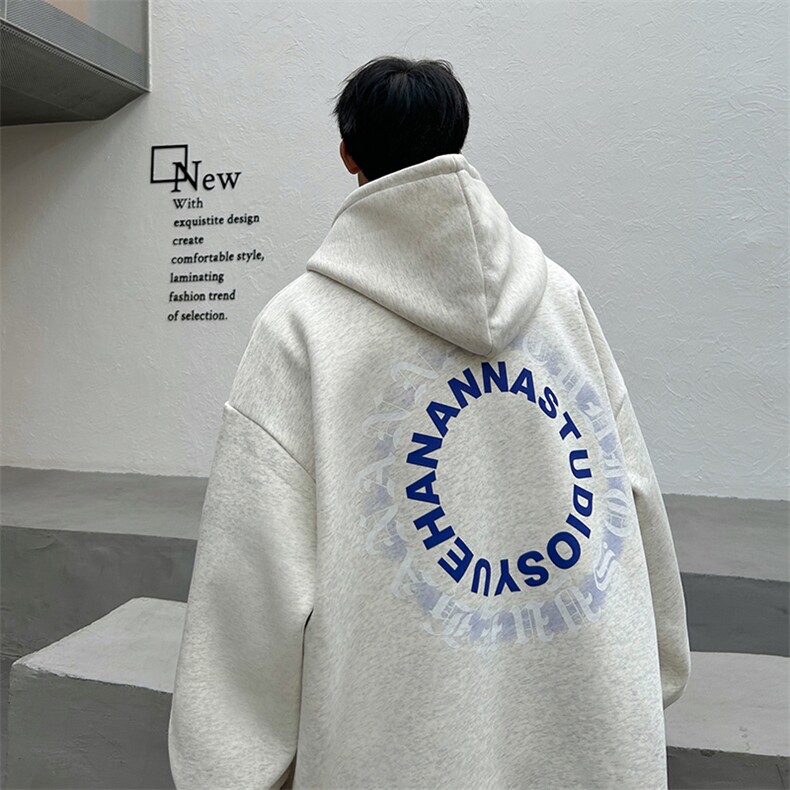 抖音供货、加绒360克现货字母印花连帽卫衣宽松D223A-WY2243-P50,男装卫衣,电商019-1