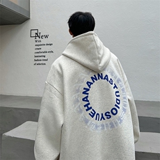 抖音供货、加绒360克现货字母印花连帽卫衣宽松D223A-WY2243-P50，男装卫衣，电商019-1