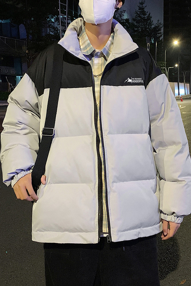 港风夜景冬款时尚字母印花拼色休闲棉服A247-MY82541特批85控138,男装棉衣,电商A247