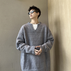 高级感毛衣男冬季慵懒风情侣水貂毛绒针织衫图片