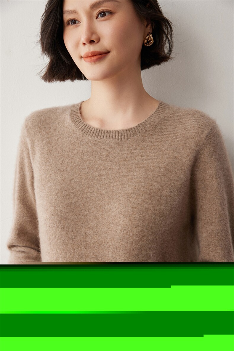 2024年新色系100衫女宽松针织打底衫圆领长袖毛衣基础百搭,女装羊毛衫,蒂暖羊绒