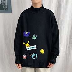 M18079-P45加绒款-P65半高领毛衣男士大码针织衫男毛线衣男，男装针织衫/毛衣，电商A040