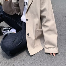 W503-P48长袖宽松型纯色青春流行潮平驳领两粒单排扣西服上衣，男装西服，星座911-1