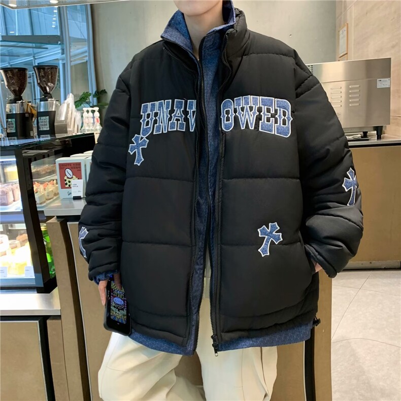 美式字母印花棉服男冬季加厚宽松棉衣潮牌ins港风面包服MF008-P95图片