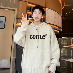 高品秋冬季连帽毛衣男复古慵懒风针织衫毛衣外套MYL3312-P65控88图片