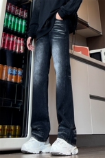 B221美式ins高街暗黑小众个性修身微喇牛仔裤LK24299-特P45控78，男装牛仔裤，电商B221