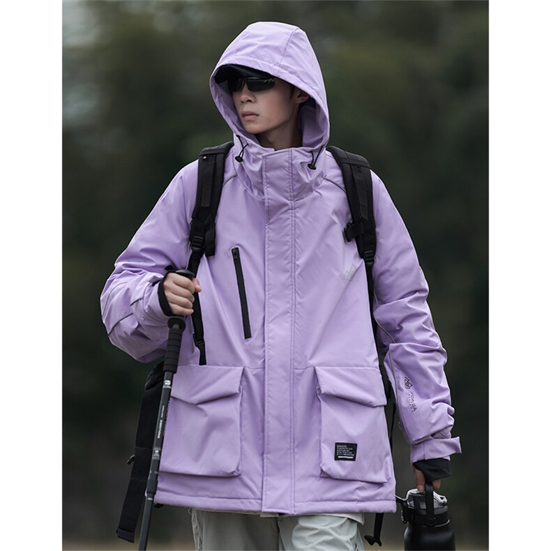 冬新防风防水拉链魔术贴滑雪服男反光条保暖工装夹克外套M69-P170,男装棉衣,电商A001-1