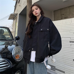 春秋新款设计美式高街外套男女宽松hiphop正肩夹克上衣C344-P90图片