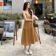 韩系氛围感针织套装连衣裙女春秋吊带裙两件套清冷松弛感超好看潮，女装套装/套裙，采品优优