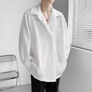 衬衫长袖男ins潮牌设计感小众衬衣痞帅港风外套帅气上衣CS768-P35图片