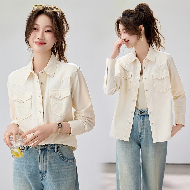 2026早春新款百搭灯芯绒衬衫外套女宽松休闲复古衬衣港风慵懒风，女装衬衫，艾米