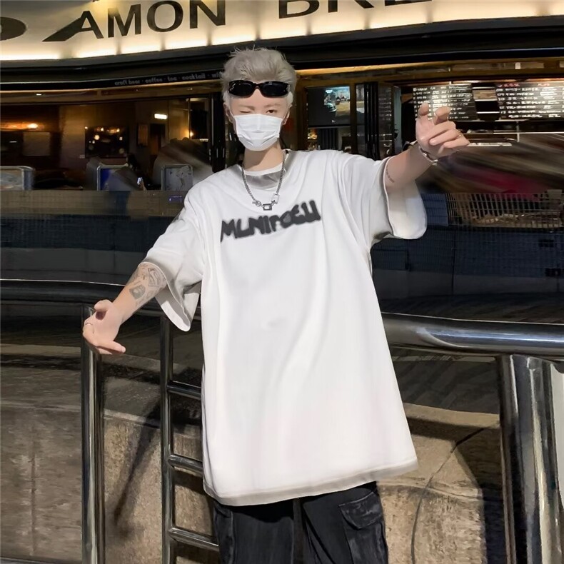 五分袖t恤男款夏季宽松短袖美式潮牌百搭情侣体恤,男装T恤,星座716-4