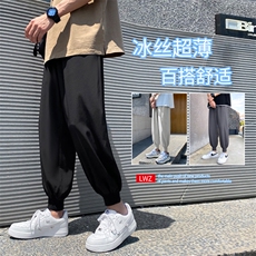 春夏薄款束脚休闲裤男士宽松冰丝九分裤子2026-特批20，男装休闲裤，星座718-1